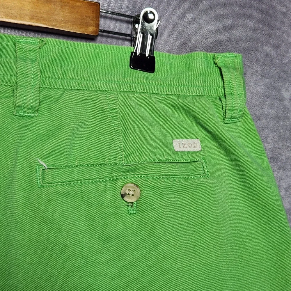 Izod Saltwater Mens Green Cotton Chino Shorts Size 38 Summer Casual
